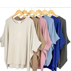 Andree Mocha Ribbed Dolman Sleeve Top